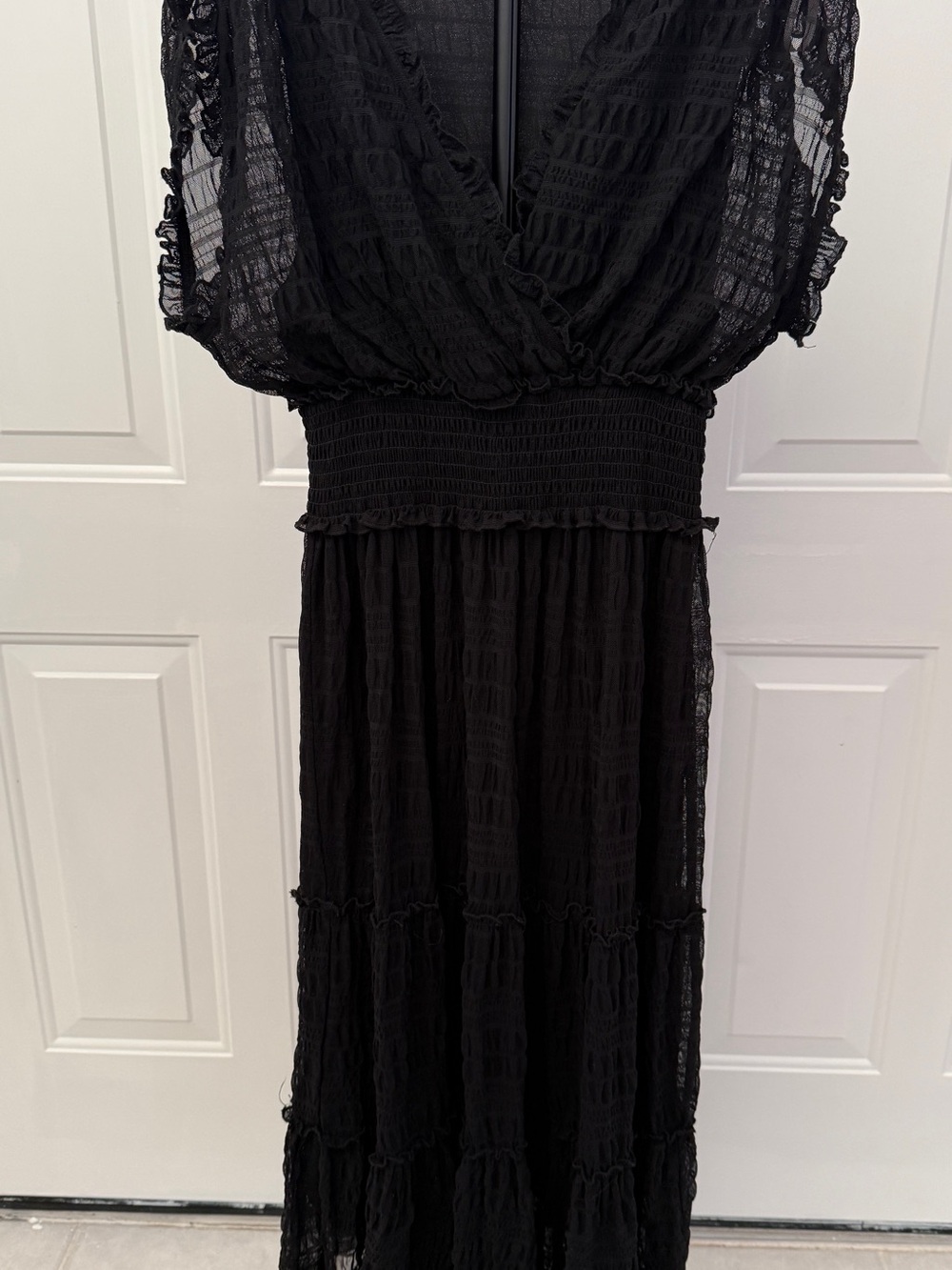 Nanette Lepore Black Tiered V-Neck Maxi Dress
